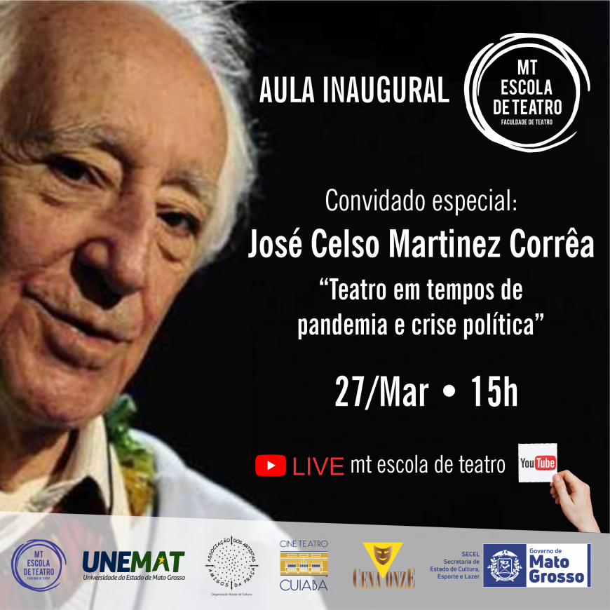 Aula inaugural da MT Escola de Teatro traz palestra com o renomado diretor José Celso Martinez Corrêa