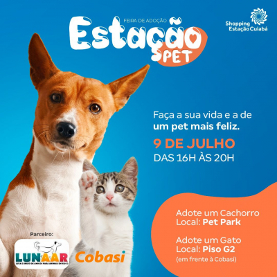 Gatos e cachorros esperam por um lar. Projeto Lunaar realiza o Estação Pet em parceria com Shopping da Capital